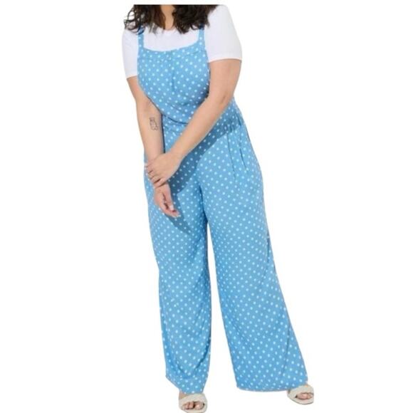 Torrid Blue Polka Dot Wide-Leg Jumpsuit Size 1X – Chic & Flowy - Picture 15 of 15